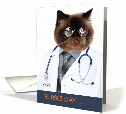 Happy Nurses Day from a Funny Doctor Cat card (1234346)