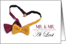 Mr. & Mr. Elegant Gay Wedding Invitation. Heart Shaped Bow Ties card