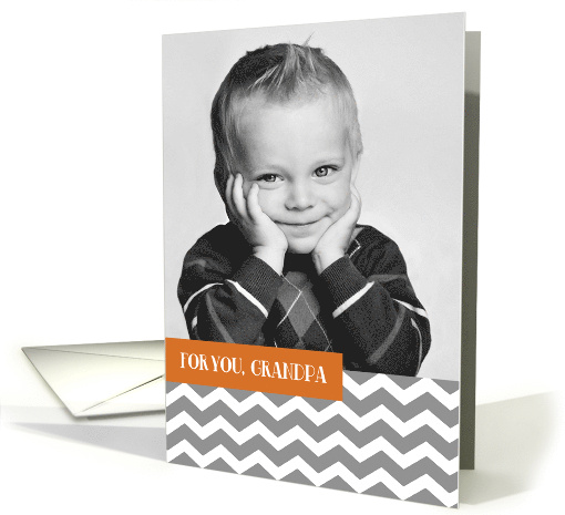 For Grandpa on Father's Day Chevron Pattern Custom Photo card