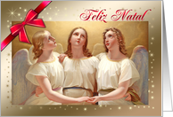 Feliz Natal. Portuguese Christmas Card with Vintage Angels card