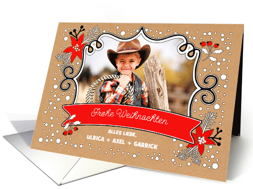 Frohe Weihnachten. Custom Christmas Photo Card in German card