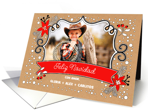 Feliz Navidad. Merry Christmas in Spanish Custom Photo card (1334202)