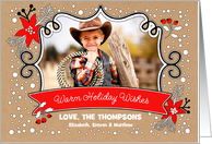 Warm Holiday Wishes Kraft paper. Personalized Christmas Photo Card