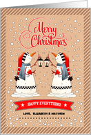 Merry Christmas. Personalized Name Christmas Card. Fun Snowmen card