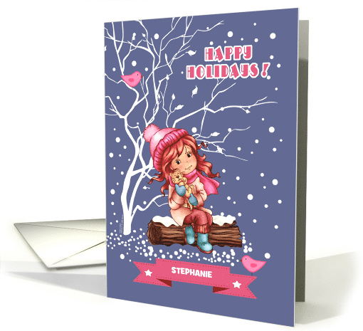 Happy Holidays. Custom Name Christmas Card for Kids card (1338094)