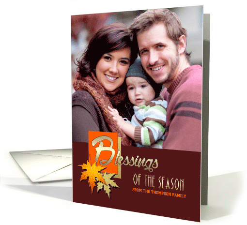 Blessings of the Season. Thanksgiving Personalized Photo card