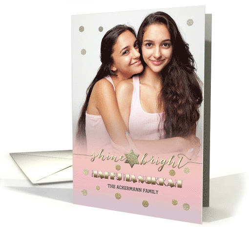 Happy Hanukkah from Our Home to Yours. Personalized Photo card