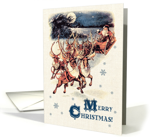 Merry Christmas. Vintage Santa in his deer sleigh card (1346328)