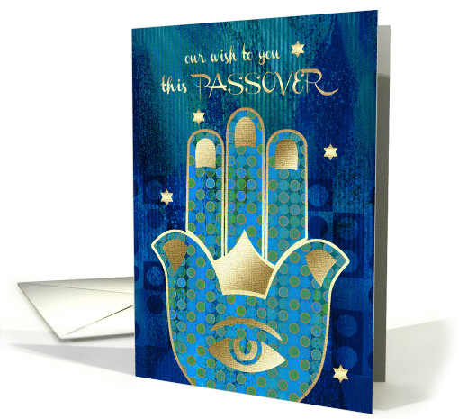 Passover Wishes from Our Home to Yours. Hamsa Lucky Symbol card