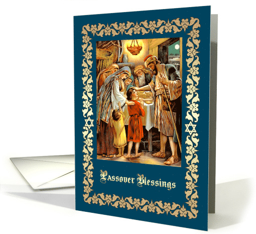 Happy Passover. Vintage Family Seder Scene card (1361572)