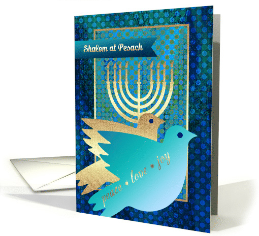 Shalom at Pesach. Peace Dove & Menorah Design card (1362152)