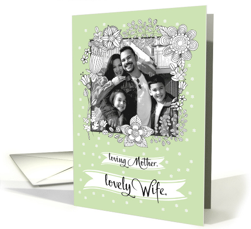 Mother's Day Custom Photo Card for Wife. Floral Frame card (1430168)