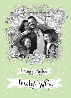 Mother's Day Custom Photo Card for Wife. Floral Frame