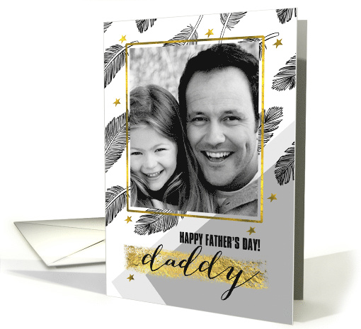 For Daddy on Father's Day Feather Design with Custom Photo card