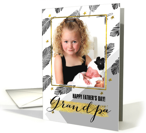 For Grandpa on Father's Day. Feather Design with Custom Photo card