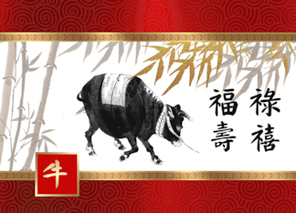 Happy Chinese New Year of the Ox in Chinese Old Chinese Ox painting