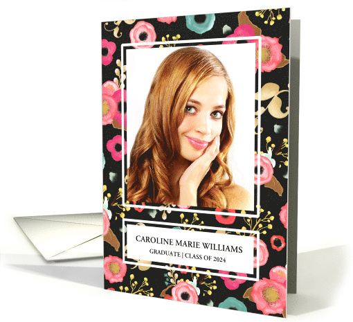 Custom Photo Graduation Announcement Floral Pattern card (1672516)