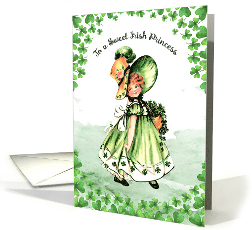 For Irish Princess on St. Patrick's Day Vintage Little Irish Girl card