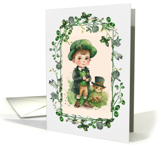 St. Patrick's Day Birthday Little Irish Boy with Puppy card (1756376)