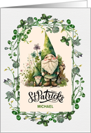 Happy St. Patrick’s Day for Grandson Custom Name Cute Gnomes card