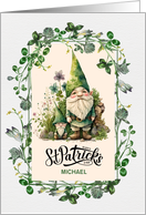 Happy St. Patrick’s Day Custom Name Cute Gnomes card