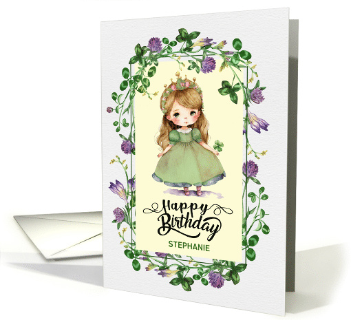 St. Patrick's Day Birthday Cute Little Irish Princess Custom Name card
