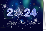 Happy New Year Ice Like Numbers and Snowflake card