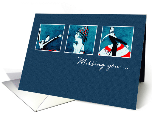 Missing you on Valentine's Day Vintage Art Deco card (539188)