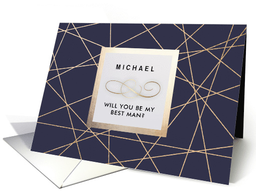 Will you be my Best Man. Navy Blue Elegant Geometric... (551888)