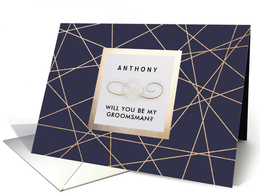 Will you be my Groomsman? Navy Blue Elegant Geometric... (552156)