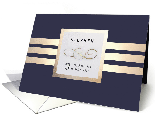 Will you be my Groomsman? Navy Blue Simple Elegant design card