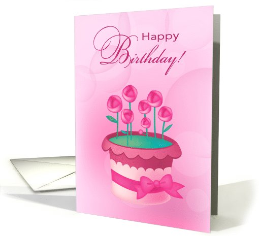 Happy Birthday. Pink Roses card (563232)
