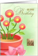 Happy 40th Birthday. Floral Design card