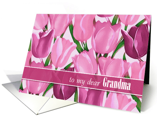 For Grandma on Mother's Day Watercolor Pink Tulip Painting card