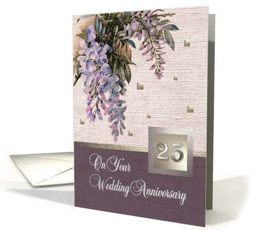 Happy 25th Anniversary. Victorian age textile pattern card (601574)