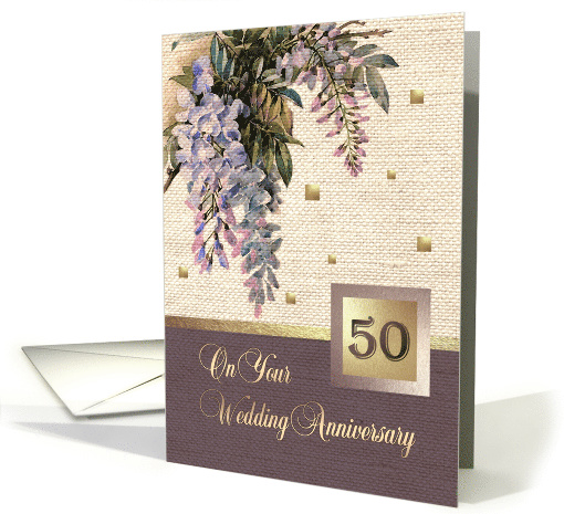 Happy 50th Anniversary. Victorian age textile pattern card (601579)