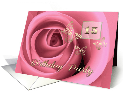 15th Birthday Party Invitation. Romantic Rose card (610372)