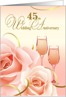 45th Wedding Anniversary. Invitation. Pink Roses card