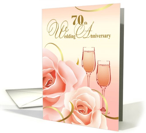 70th Wedding Anniversary Invitations. Romantic Roses card (610417)