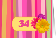 Invitation.34th Birthday Party. Colorful Design card