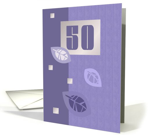 50th Birthday Party Invitation. Violet Leaves card (625010)