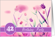 Invitation. 42nd Birthday Party.Pink Tulips card