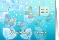 24th Birthday Party Invitation. Romantic Flowers and Butterflies card