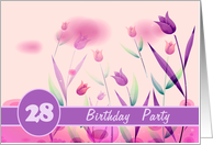 Invitation. 28th Birthday Party.Pink Tulips card
