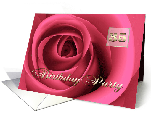 35th Birthday Party Invitation. Romantic Rose card (628729)