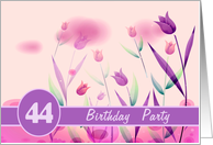 Invitation. 44th Birthday Party.Pink Tulips card