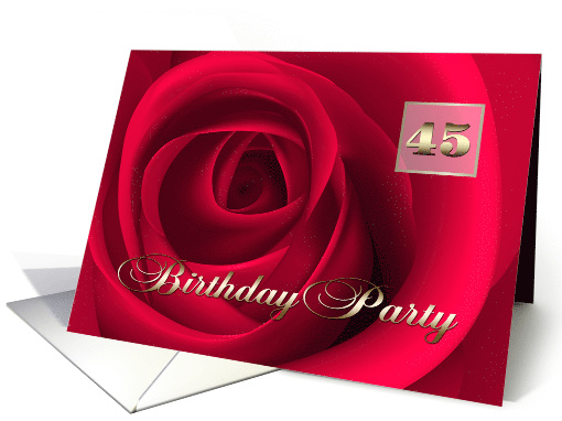 45th Birthday Party Invitation. Romantic Red Rose card (628738)