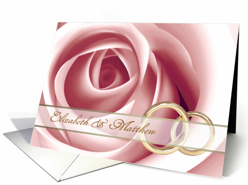 Wedding Invitation. Pink Rose and Wedding rings Design card (637336)