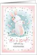 It’s a Girl ! Baby Girl Birth Announcement. Bunnies Mom and Baby card