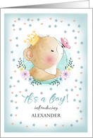 Baby Boy Shower Invitation. Cute Little Bear card